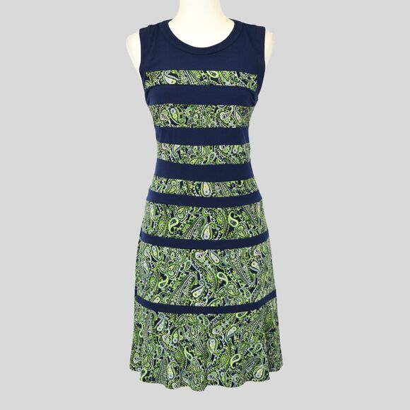 MICHAEL KORS Paisley Dress Navy/Green Size M - Picture 1 of 9